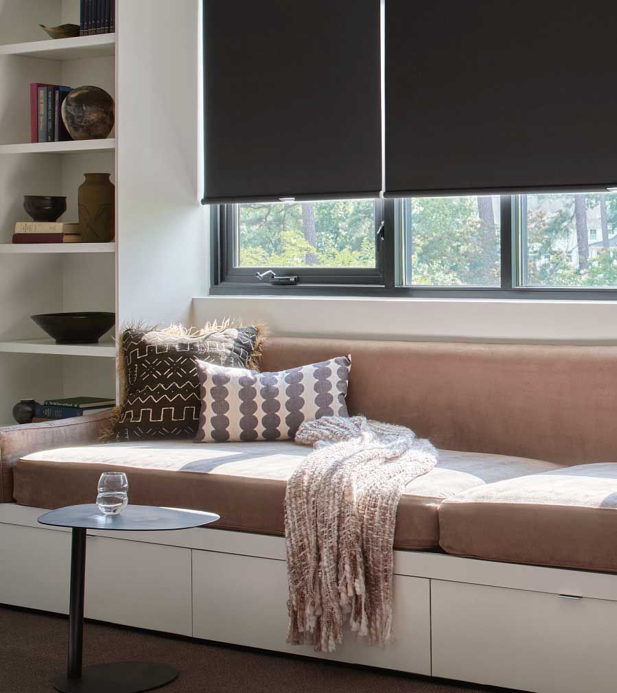 Casement windows with blackout shades