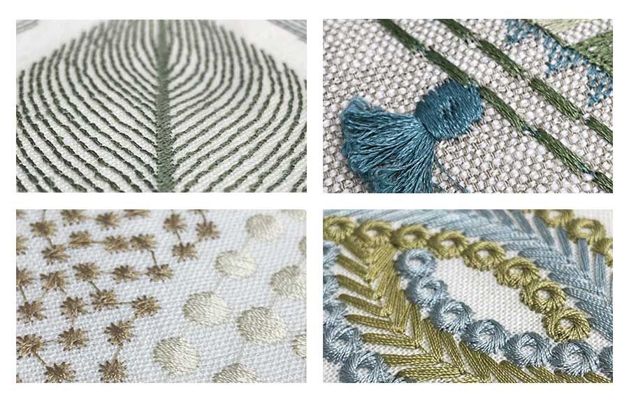 embroidery design details on fabric for Nova Scotia home