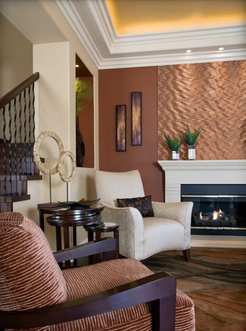 living room with textured home decor with mocha mousse inspiration