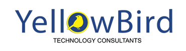 Yellow Bird Tech Consulting Logo for YellowBird, technology consultants, featuring a yellow bird inside a dark blue circle.