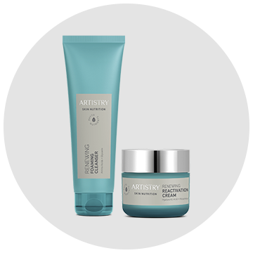 Two bottles of artistry products are sitting next to each other on a white background.