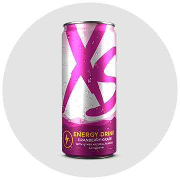 A can of cranberry grape energy drink on a white background.