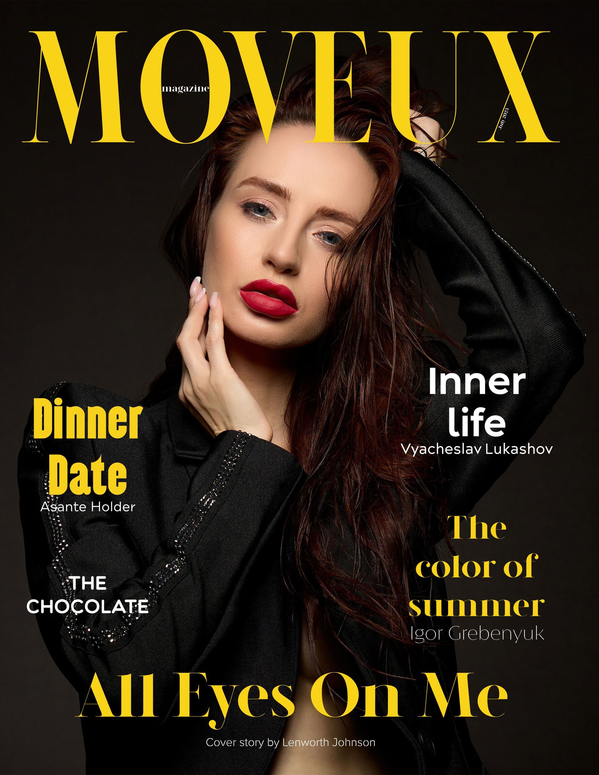 Moveux magazine cover with Miss Texas top model.