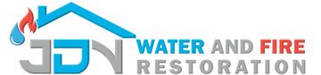 A blue and gray logo for jdn restoration