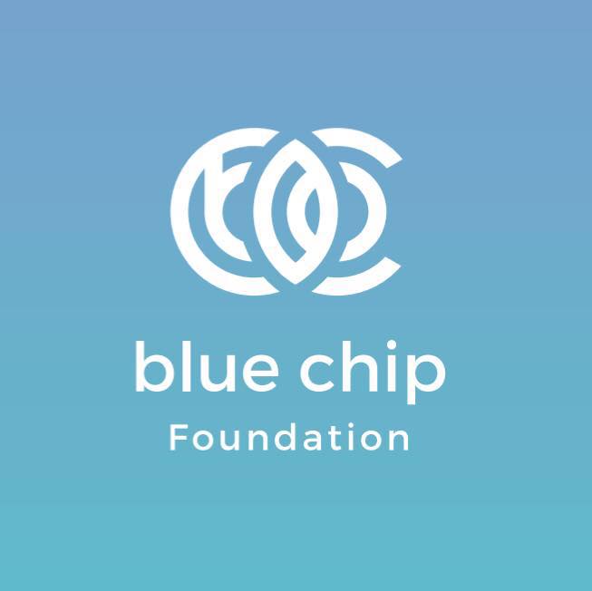 Blue Chip Foundation Logo in blue and white