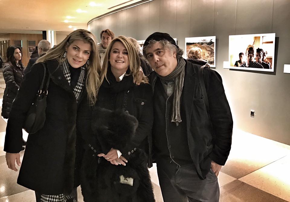 Jennifer Gross and two others at the photo show at the United Nations for the Millennium Villages Project