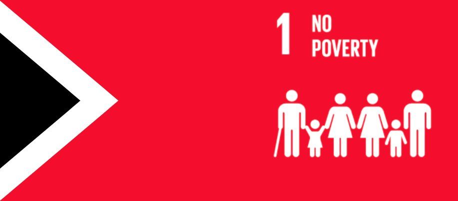 A red background with a black and white arrow and a picture of a family holding hands.