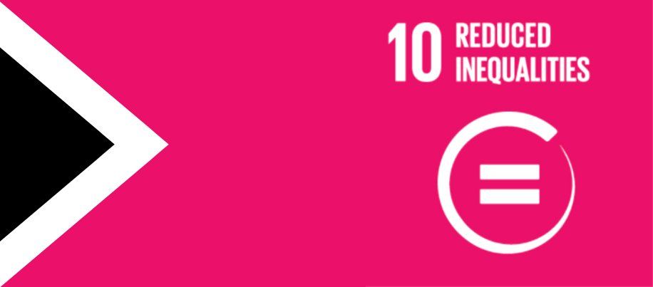 A pink banner with a black arrow and a white circle that says 10 reduced inequalities