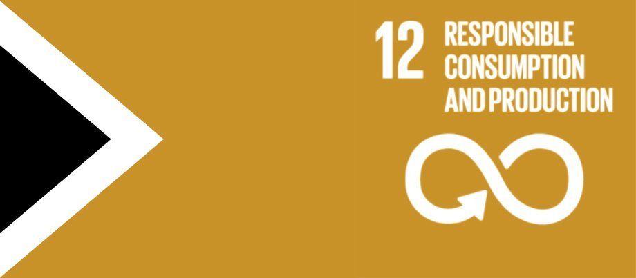 A yellow sign that says 12 responsible consumption and production