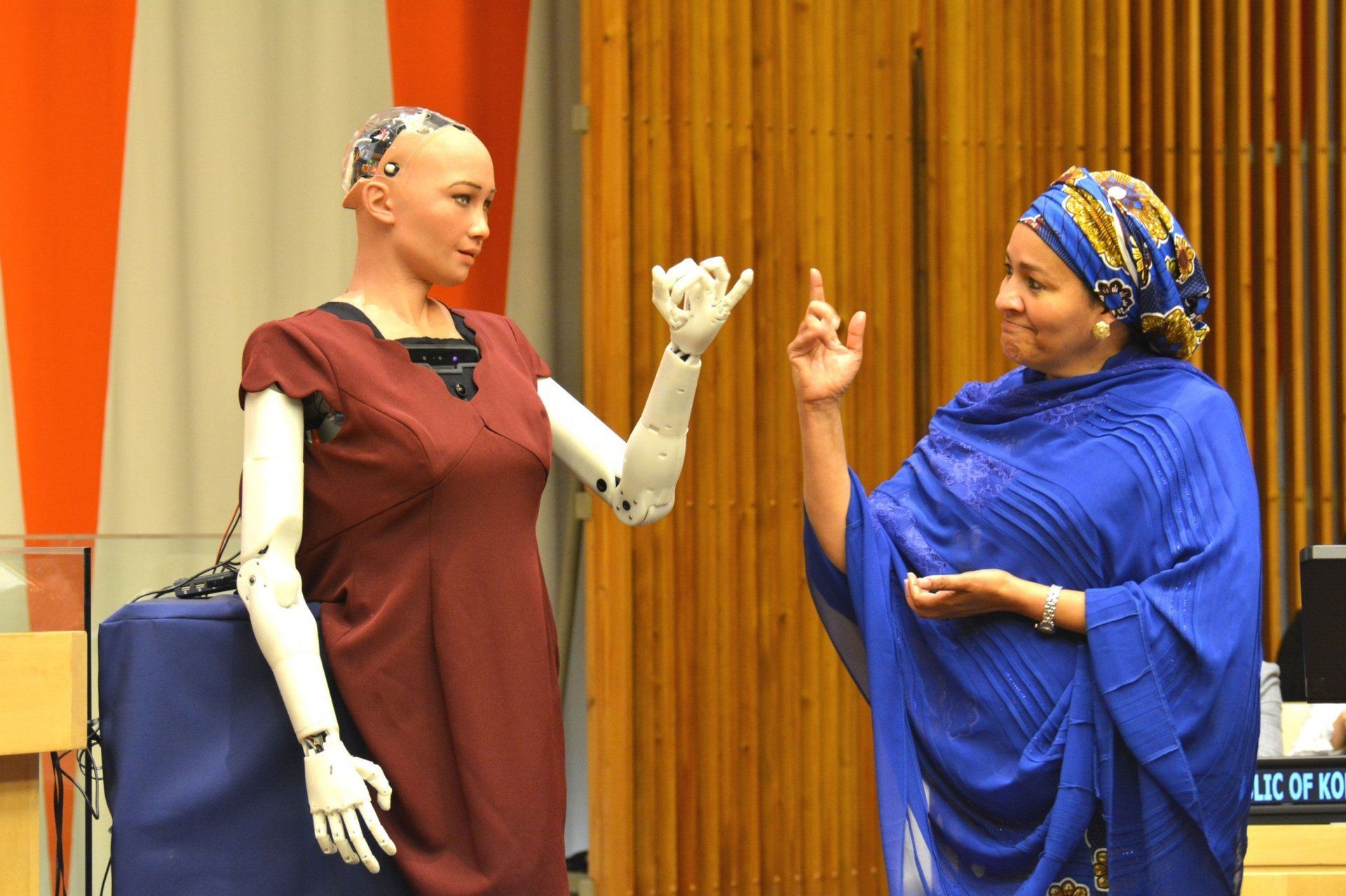 Humanoid robot joins UN meeting on artificial intelligence