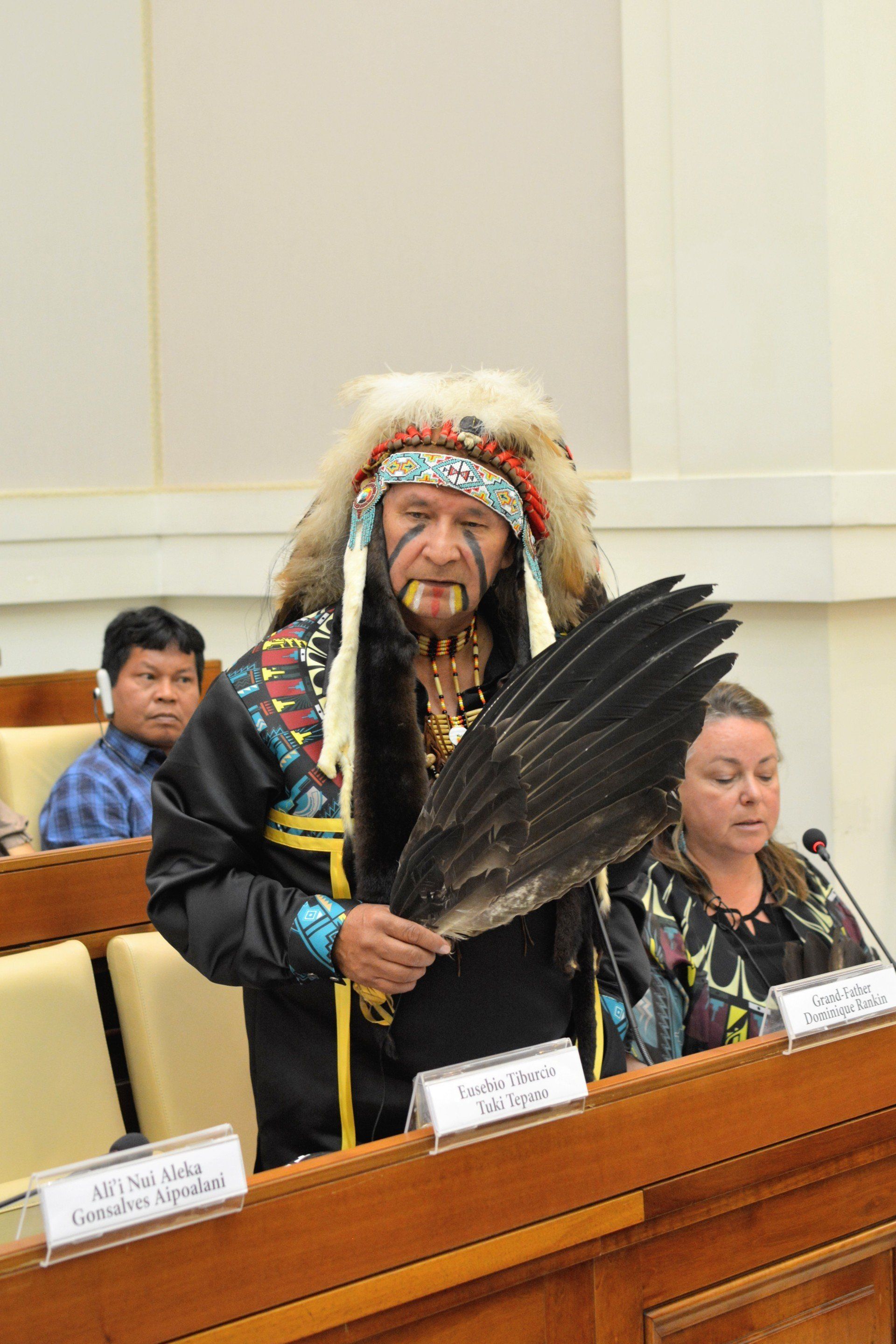 A man attending the Ethics in  Action and Indigenous Peoples meeting