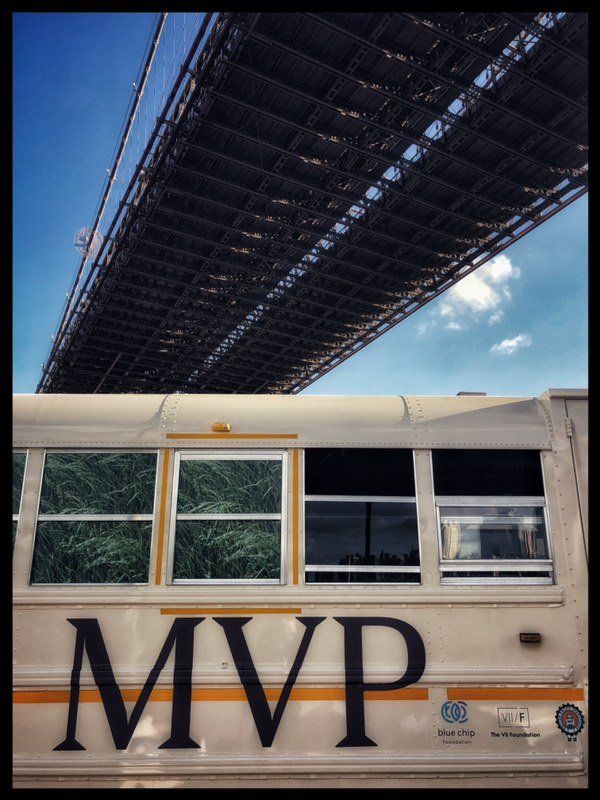 The bus with the MVP logo on the side: Blue Chip Foundation & Generation Human Rights Kicks off Get on the Bus!