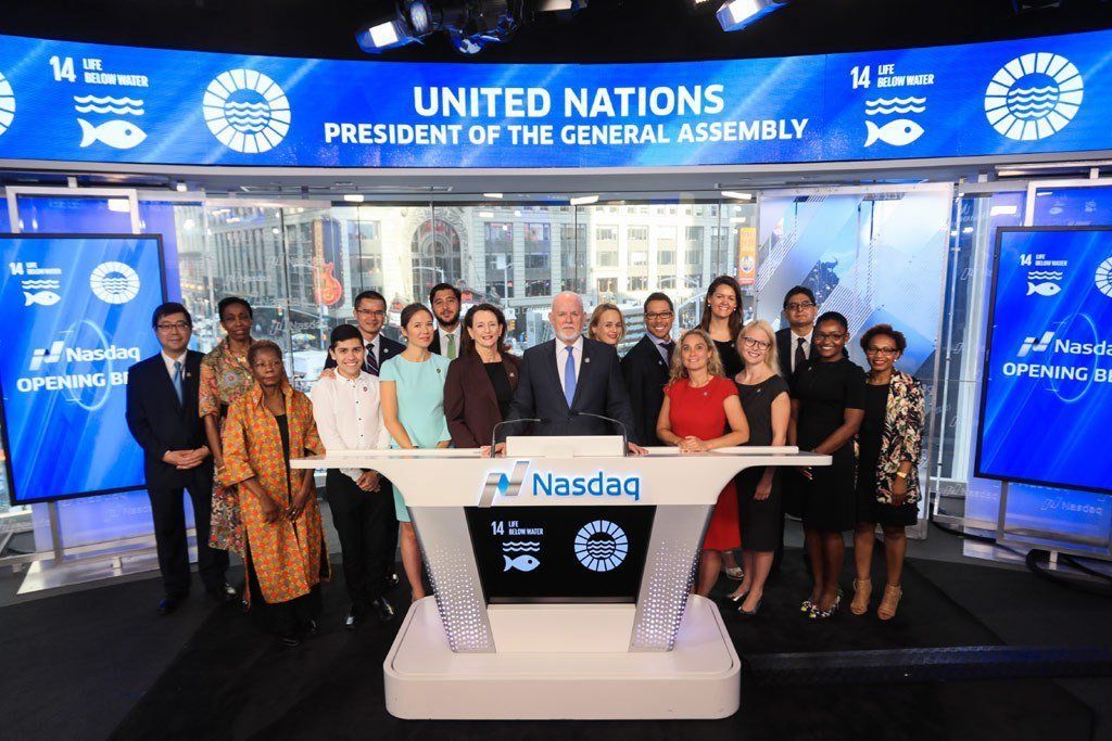 UN Assembly President rings Nasdaq bell; sounds alarm on behalf of world’s endangered ocean