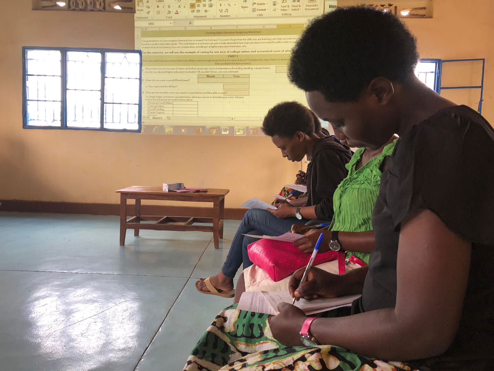 Women in a class , connect to learn, that Millennium Villages Project supported by the Blue Chip Foundation 