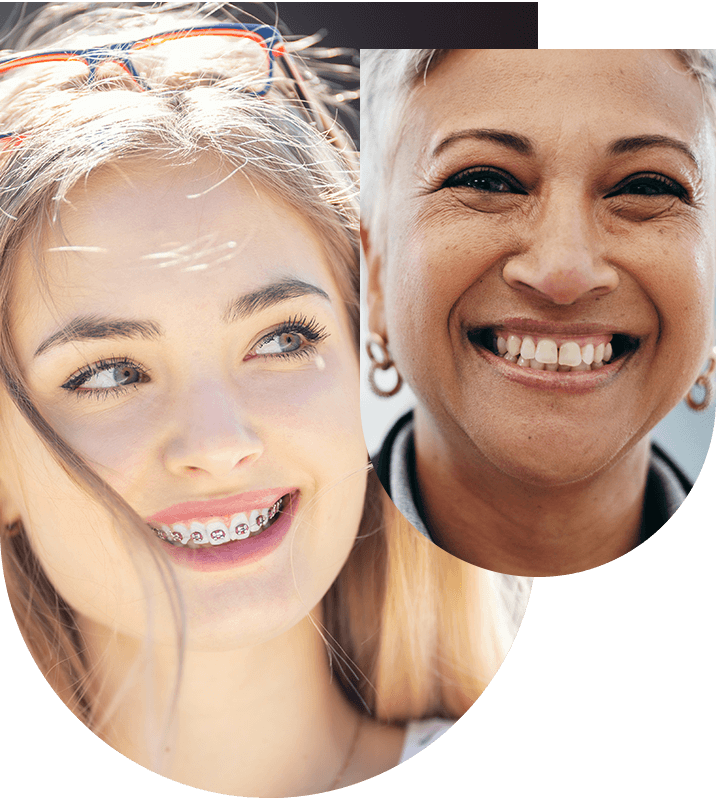 Two women, one with braces, highlighting general orthodontics treatments at Hampstead Clinic