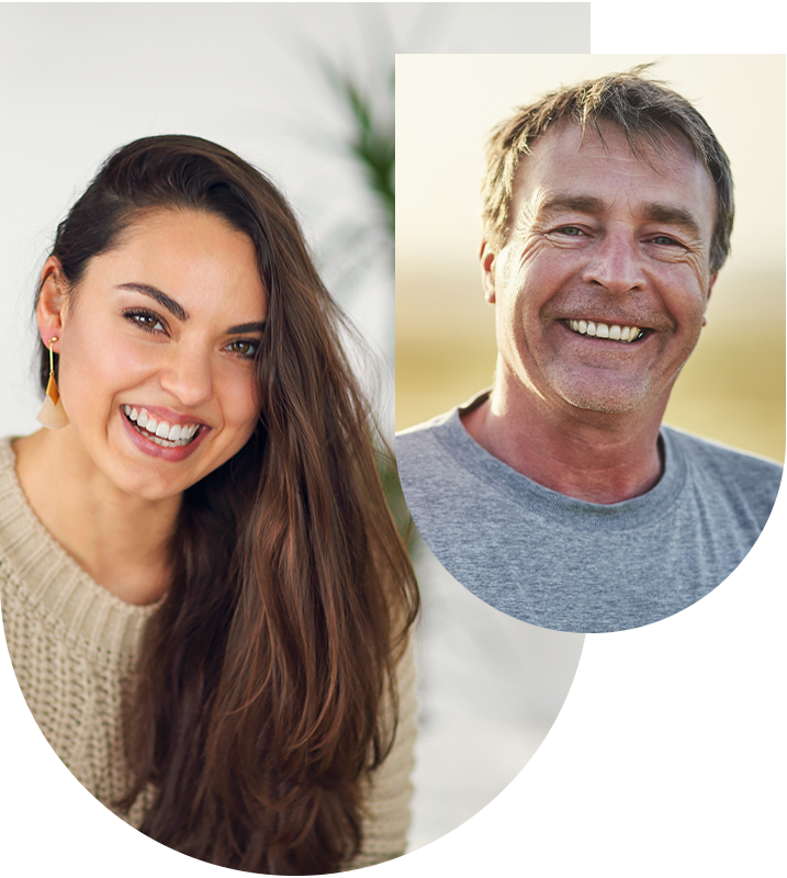 Smiling man and woman, illustrating the benefits of preventive dentistry at Hampstead Clinic