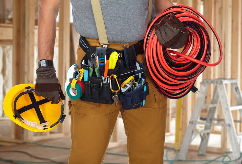 Electrician Wearing a Tool Belt — Experienced Electrician In Port Stephens, NSW