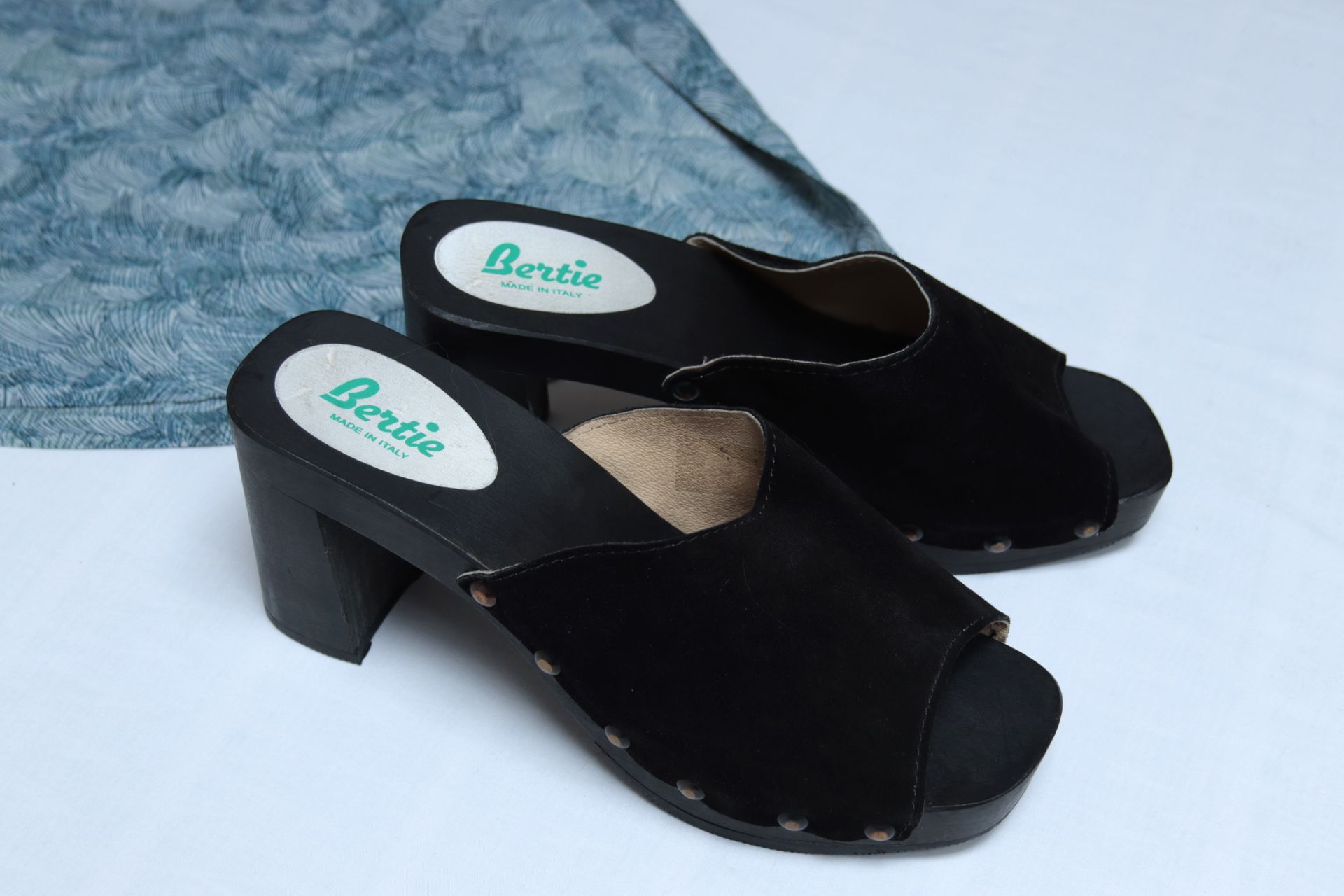 Bertie black suede clogs