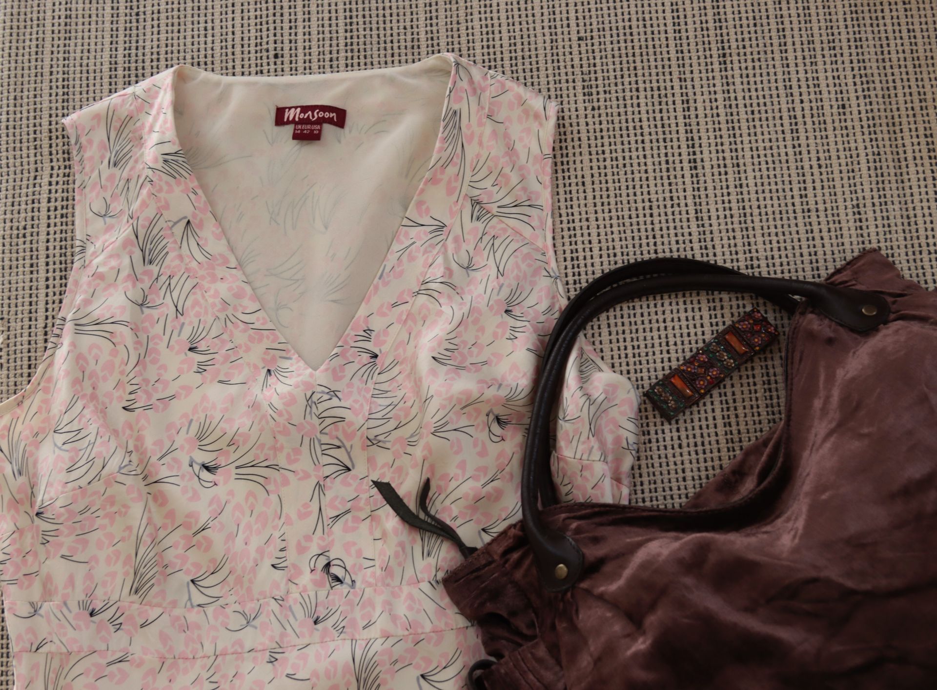 Brown velvet bag by Jigsaw