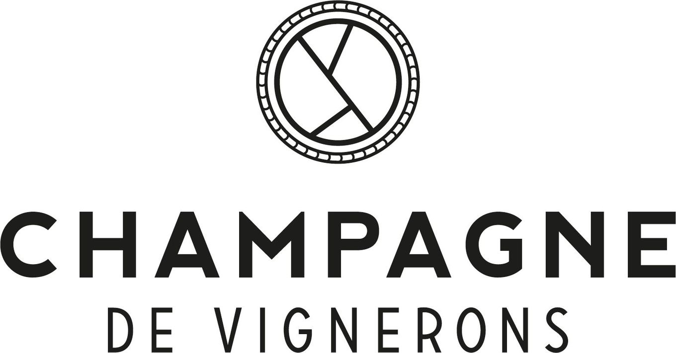 Un logo noir et blanc pour champagne de vignerons.