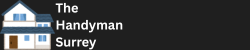 A logo for the handyman surrey with a house on it