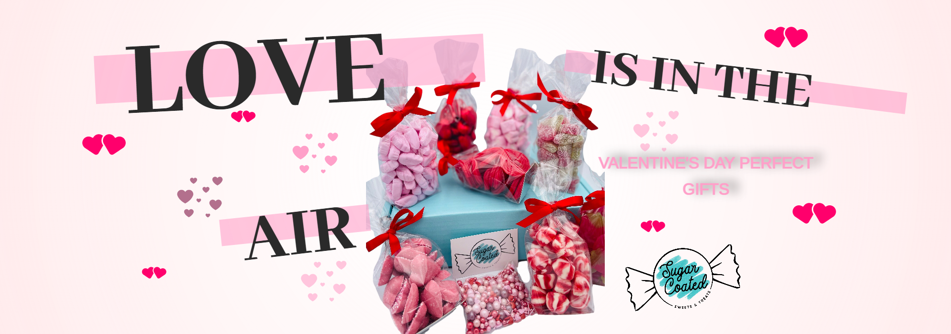 Christmas sleigh filled with gifts, pulled by two reindeer under a full moon, text 