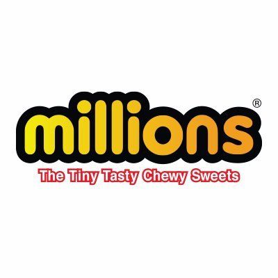 the logo for millions the tiny tasty chewy sweets