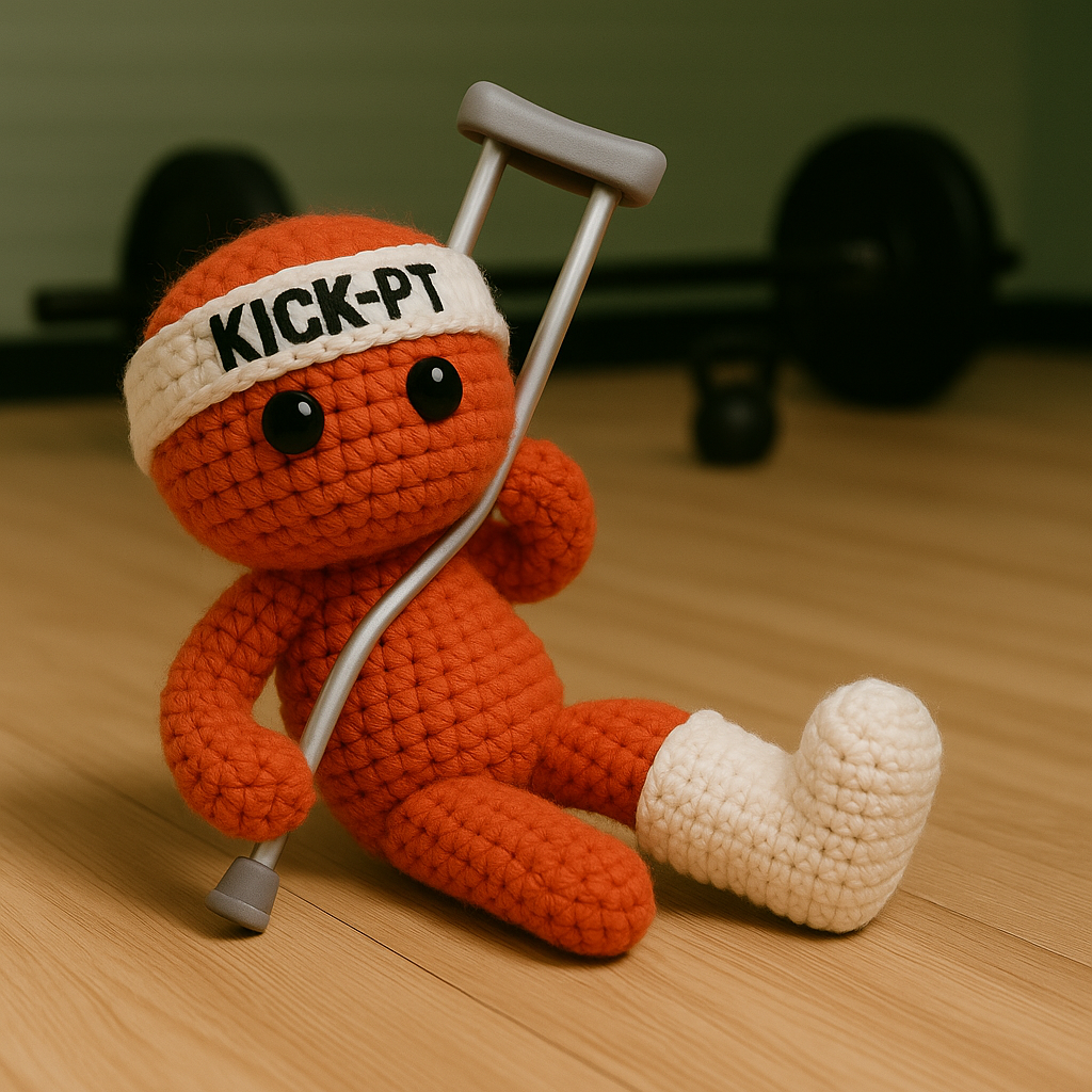 Sporter met knieblessure krijgt begeleiding van personal trainer tijdens aangepast trainingsprogramma