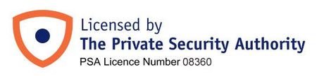 A logo that says licensed by the private security authority