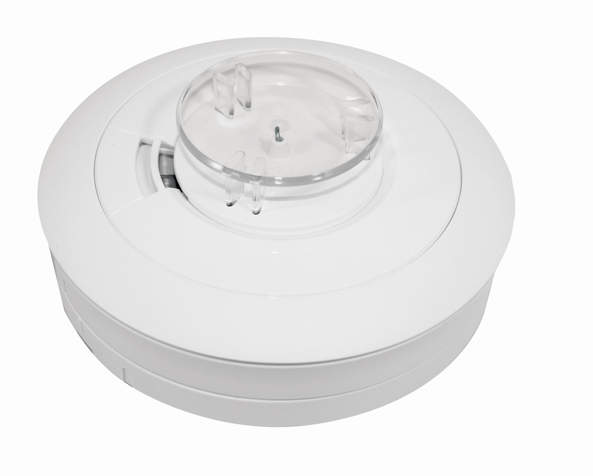 A white circle with a clear lid on top of it