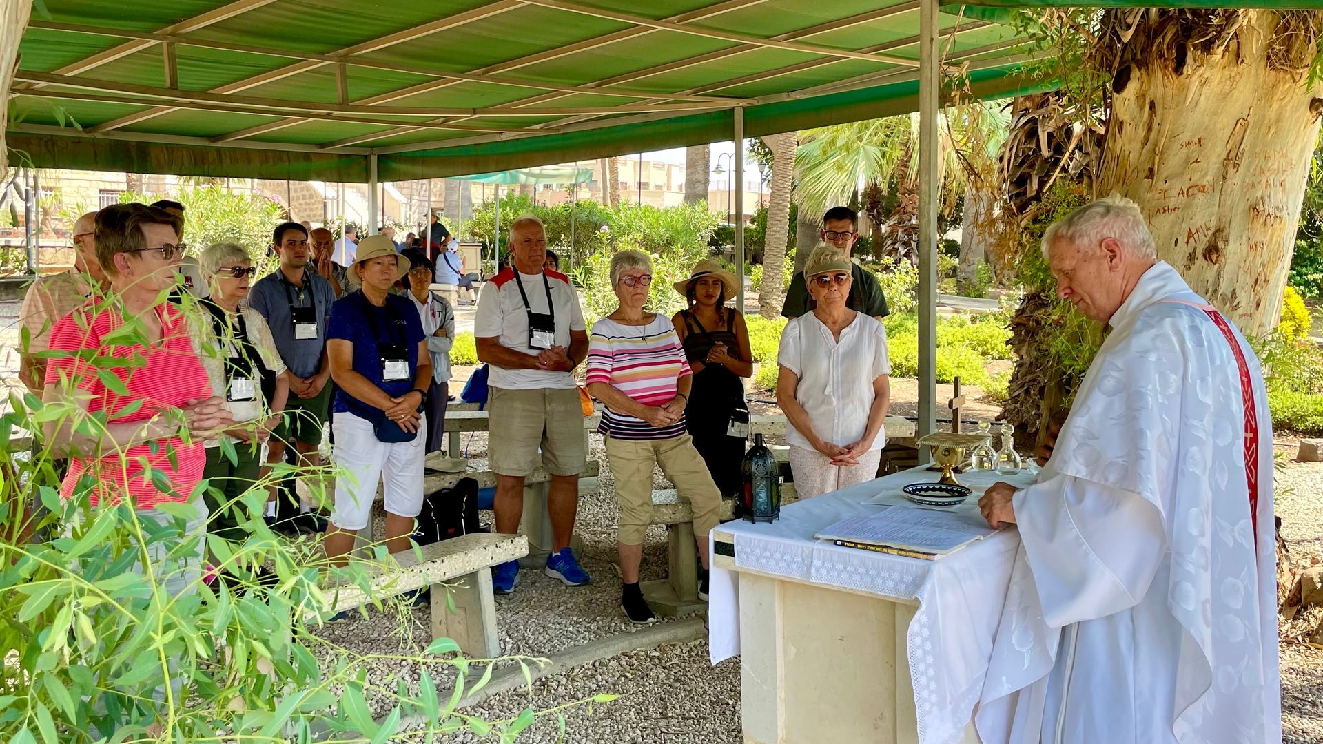 a Catholic mass in the Holy Land
