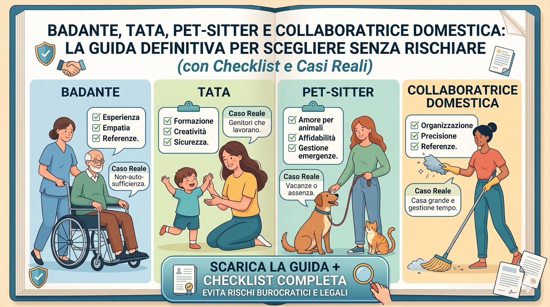 Badante, tata, pet-sitter e collaboratrice domestica: la guida definitiva per scegliere senza rischi