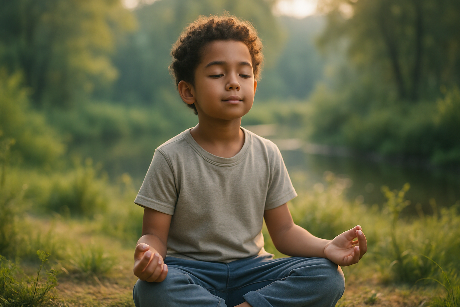 Child practicing mindfulness and having peace of mind at perez martial arts