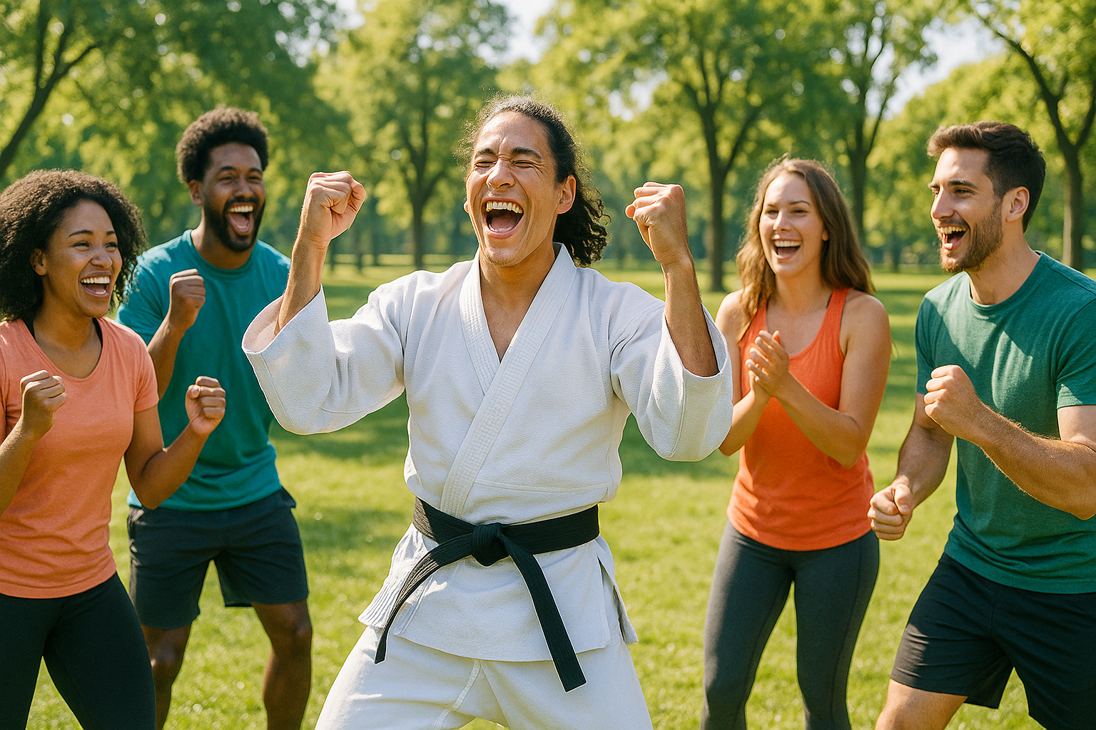 A martial artist excited about reaching fitness goals in medfield, ma from Perez Martial Arts Classe