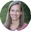 A woman with long hair is smiling in a circle