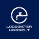 logo van LH loodgieter Hasselt met blauwe tekst op blauwe achtergrond