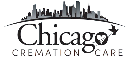 A logo for angel affordable cremation with a purple and gold urn