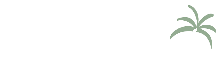 Light green palm tree silhouette on white background.