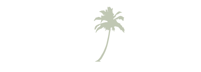 Light green palm tree silhouette on white background.