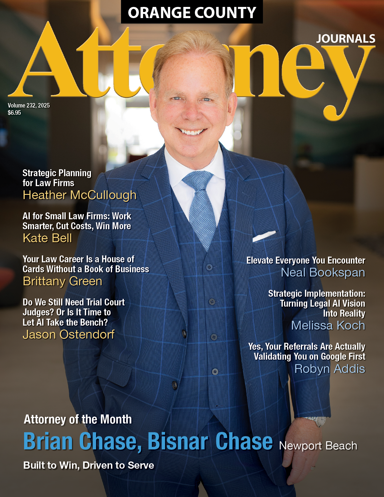 A man in a suit and tie is on the cover of a magazine.