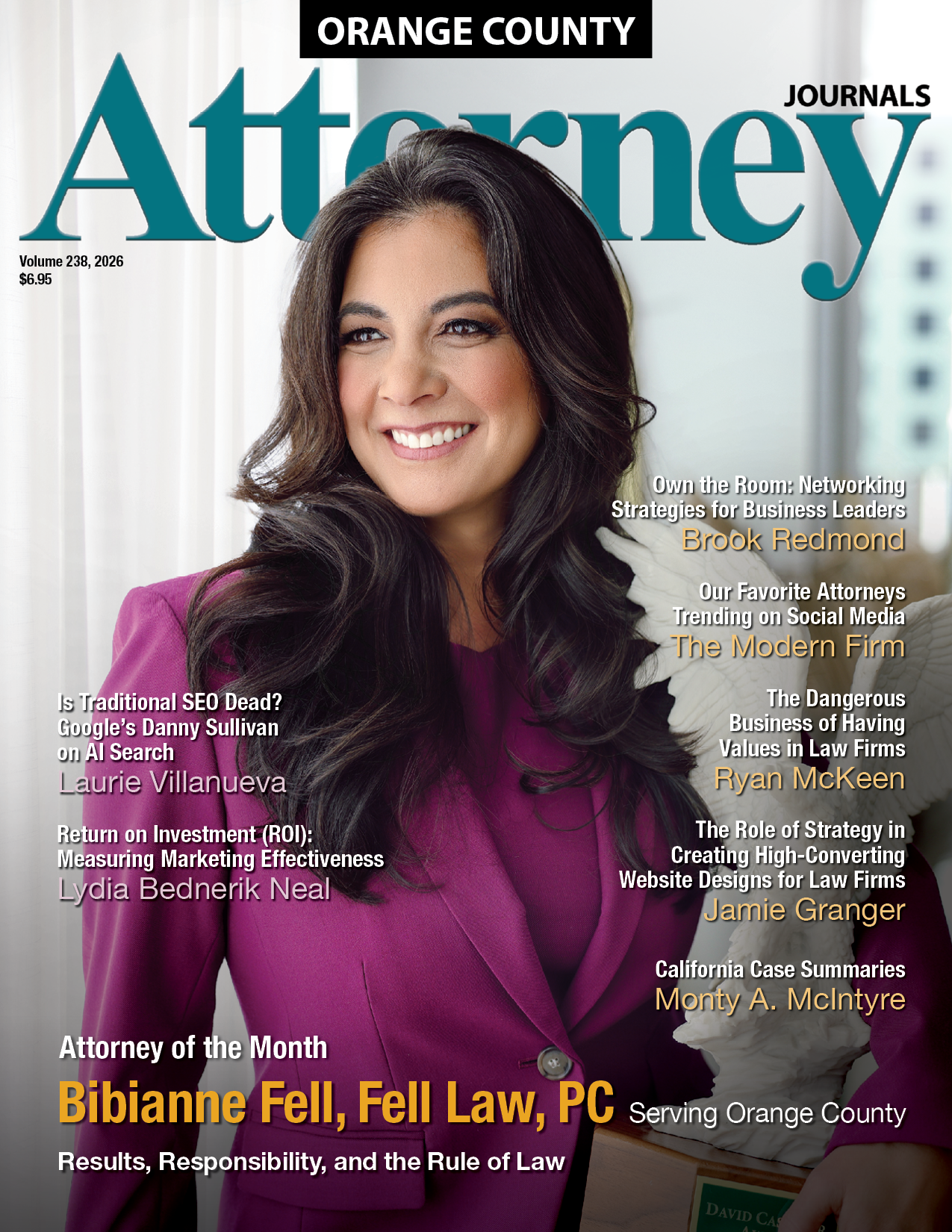 Orange County Attorney Journals cover: Three men in suits, Dunn DeSantis Walt & Kendrick LLP, Law Firm of the Month.