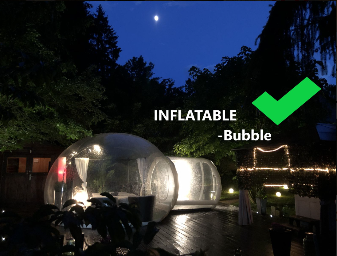 Eine aufblasbare Blase mit einem Häkchen daneben