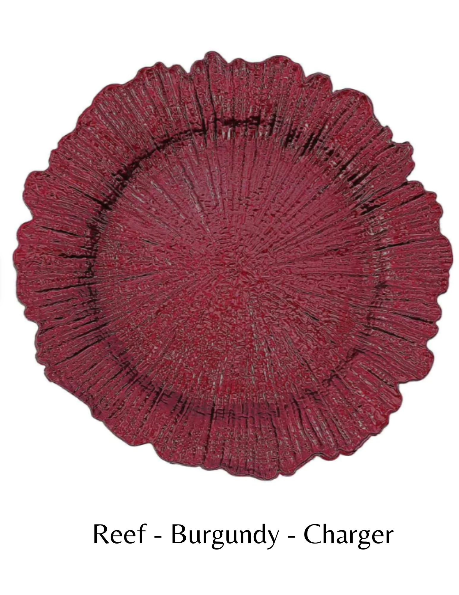 reef burgundy tableware rental 