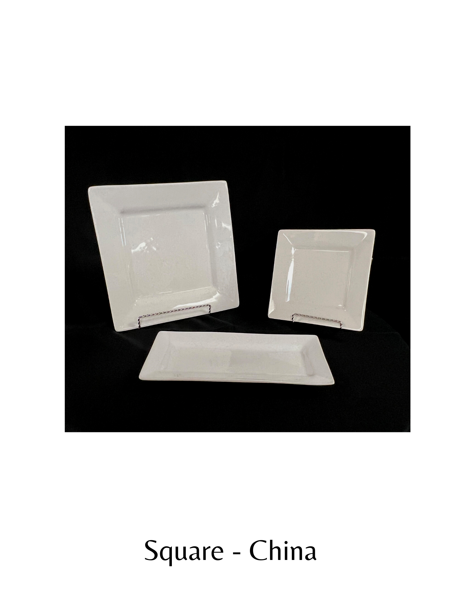 square china tableware rental 