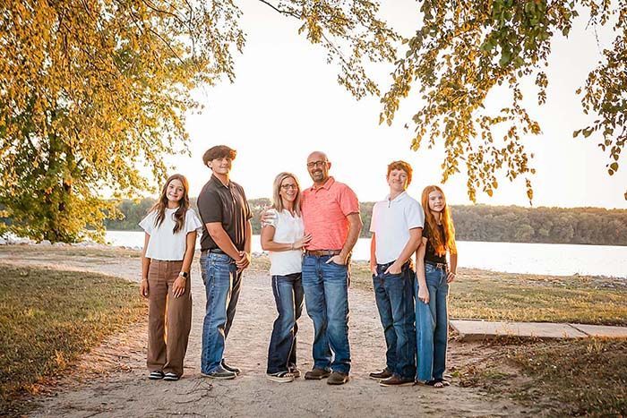 Family Posing by the lake