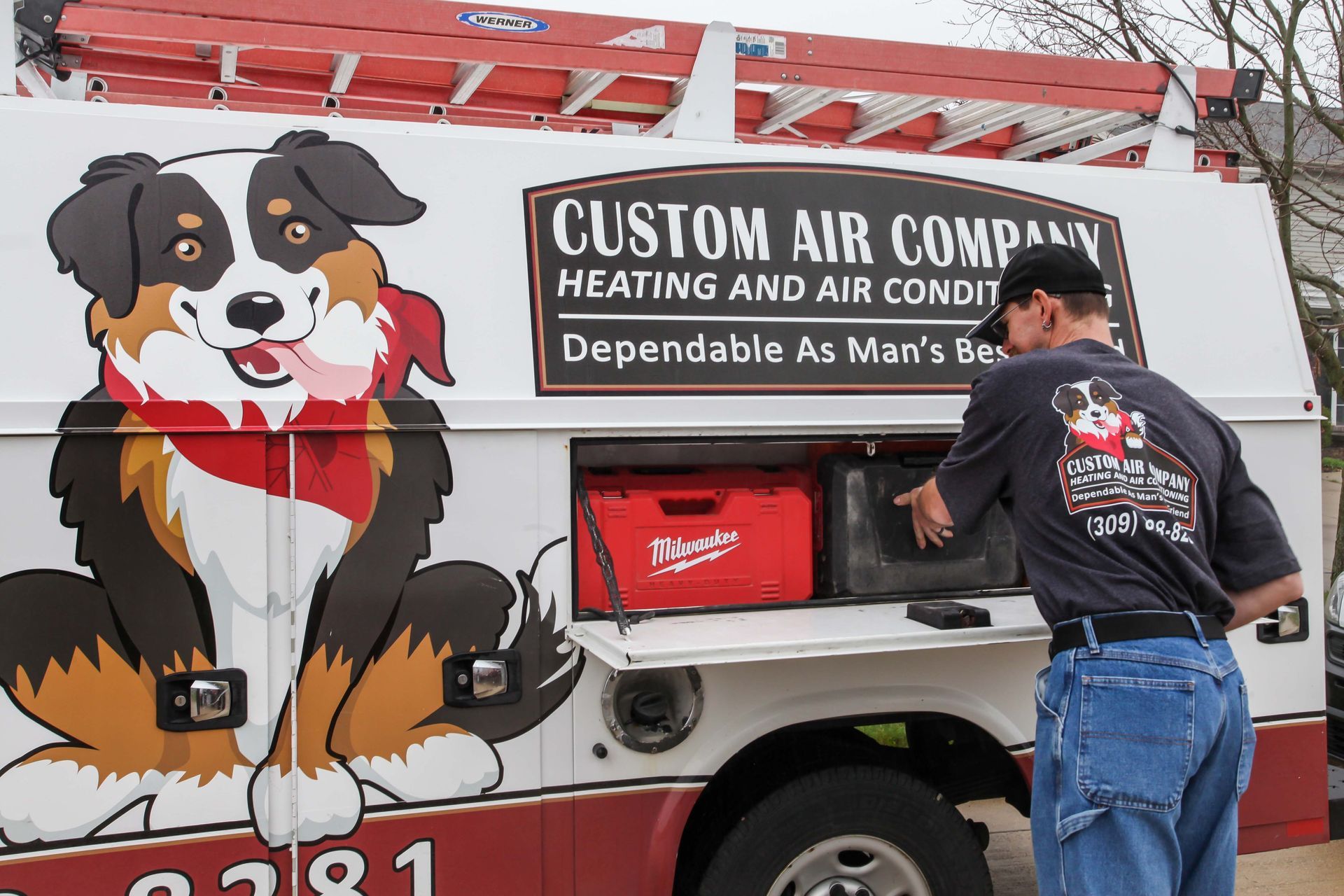 branding image sample of a man putting a tool box into his work truck