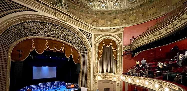 theatre with lights and a stage