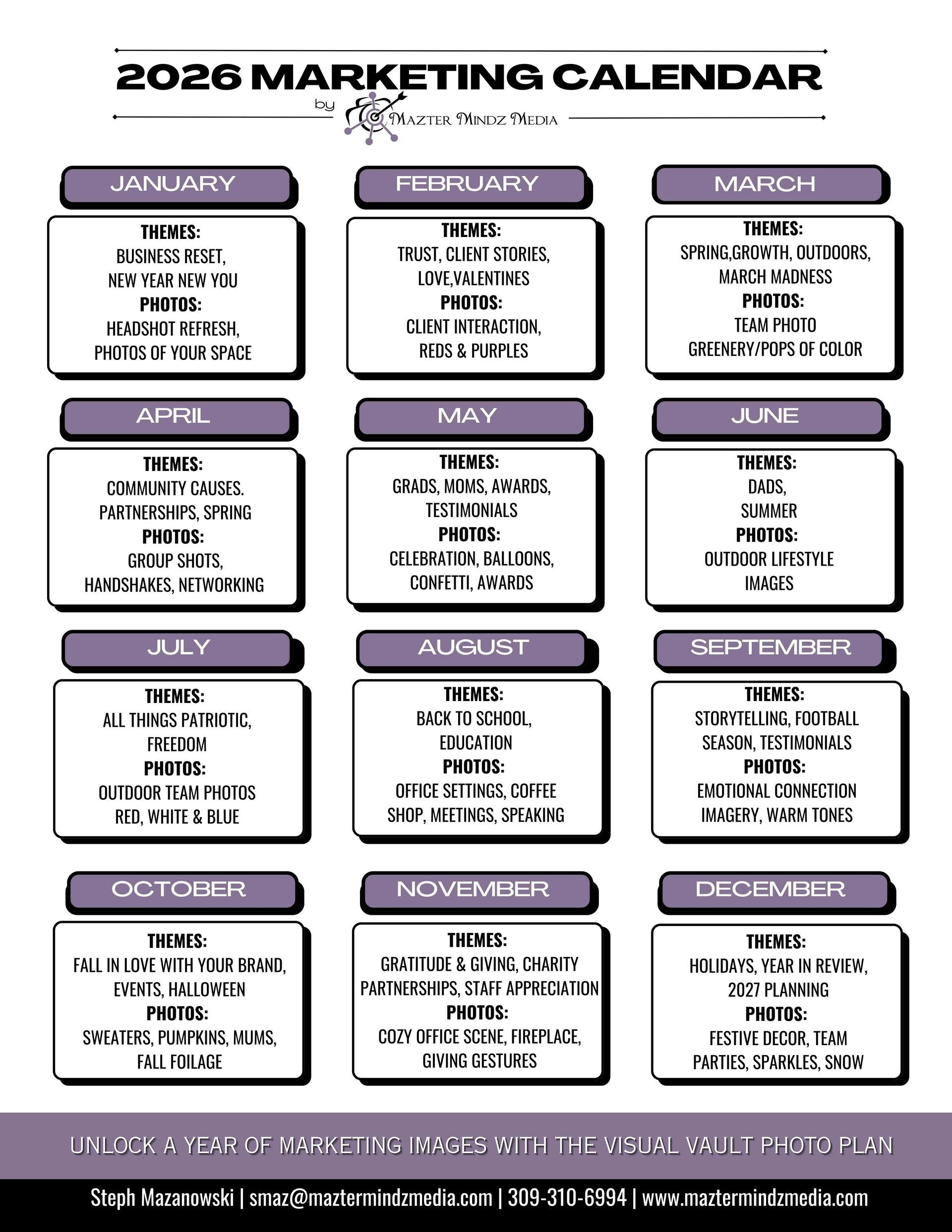 Calendar of Marketing ideas