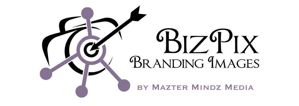 BizPix logo: target with arrow, branding text, and small text below.