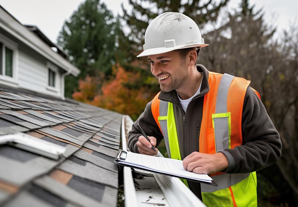 Roofing professional completing a detailed roof inspection
